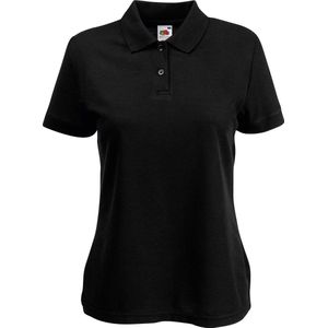 Fruit Of The Loom - Dames-Fit 65/35 Poloshirt - Zwart - Korte Mouwen