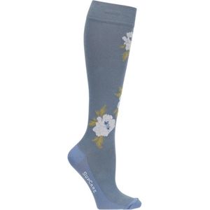 Supcare compressie sokken maat M (40-42) – white flower blue – trendy compressiekousen – steunkousen – ademend – gezwollen, vermoeide en pijnlijke benen & voeten – spataderen - dagelijks gebruik �– vliegreizen – zwangerschap – dames en heren