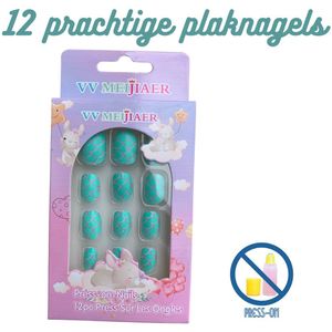 Kinder Plaknagels | Valse Nagels | 12 Stuks | Geen Lijm Nodig | Blauwe Vlinder