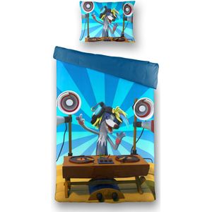 Fabeltjeskrant DJ Wally Windhond Kinder Dekbedovertrek - Eenpersoons - 140x200/220 cm + 1 kussensloop 60x70 cm - Blauw