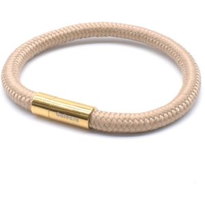 Armband dames touw -  heren armbanden scheepstouw Galeara Riu met magnetische sluiting - Khaki Bruin 18.5cm