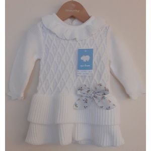 Mac Ilusion gebreide jurk | Wit | Ruche kraag | Winter | maat 56 | 1 maand