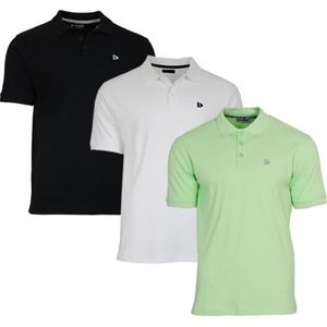 3-Pack Donnay - Polo (Noah) - Sportpolo - Heren - Black/White/Lemon green (559) - maat XXL