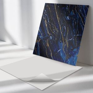 Wallfluent Vinyl Wandpaneel - Abstract marmerpatroon Vinyl Wandbekleding - 50 cm x 50 cm - Marine PVC wandpaneel - Verpakking van 4 stuks - Vierkant Wandbekleding Vinyl - Texturen Wandpaneel - Zelfklevend Muurpaneel - Wandpaneel Keuken en Badkamer