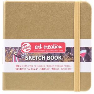 Schetsboek - Gebroken Wit Papier - White Gold Harde Kaft - 12x12 cm - 140 grams - Art creation - 80 vellen - Incl. Goodie