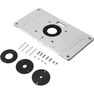 Frees tafelblad aluminium 235 x 120 x 8 mm - met ringen en schroeven - voor houten banken .