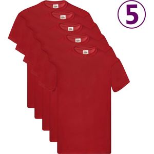 Fruit of the Loom T-shirts Original 5 st L katoen rood