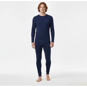 Wollen Thermo Ondergoed Set voor Heren - Merino Wol - Polyamide - Ademend - Donkerblauw - Maat M