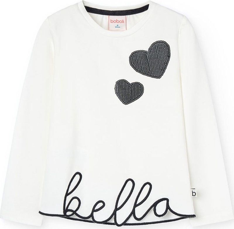 Boboli - Stretch Knit T-shirt - Wit - Lange Mouwen - Meisjes