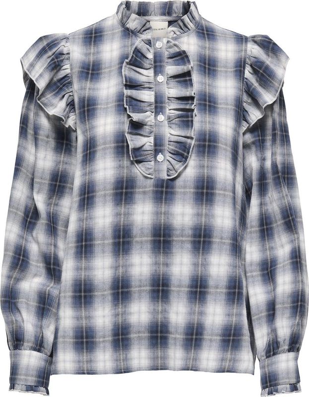 Only - Onlfiga Flounce Top - Blouse - Cloud Dancer/Night Sky