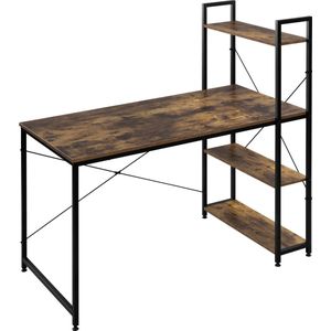 Tumex - Hoekbureau - Laptop Bureau - Werkstation 120x64 cm - Inclusief 4 Opbergplanken - Ideaal Voor Thuiswerkplek - Zwart Met Houtlook