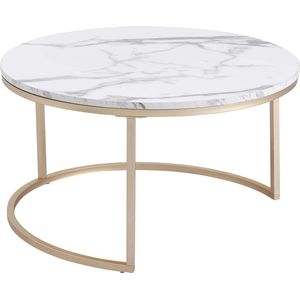 KBK® Salontafel - Ronde tafel - Tafelset van 2 - Bijzettafel - Marmer - 60cm en 40cm