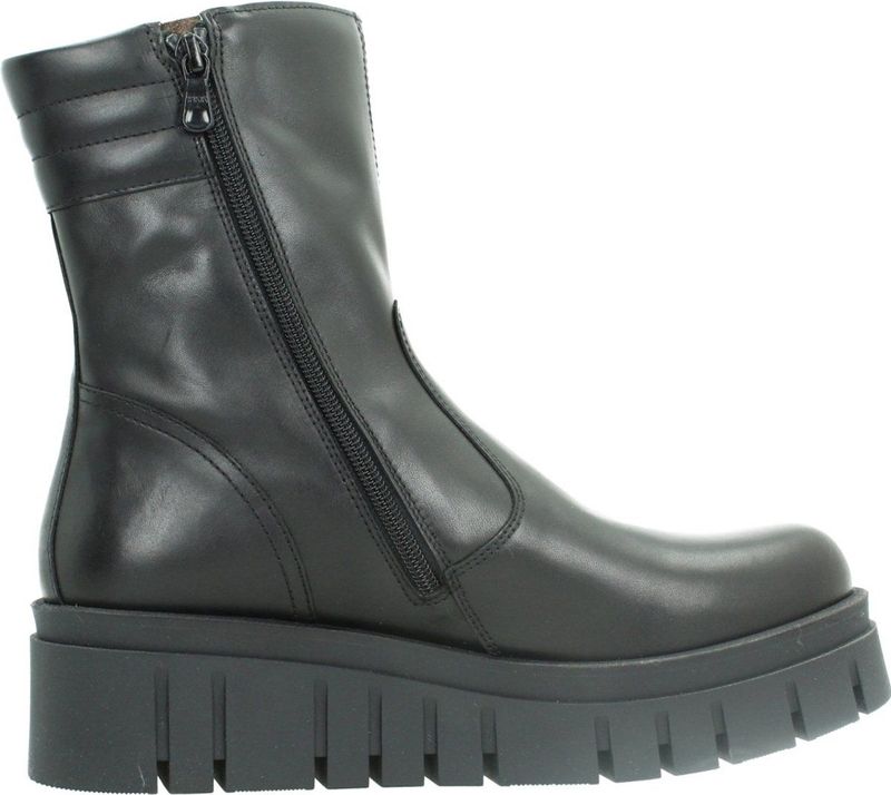 Nerogiardini - Enkellaarsjes - Zwart - Leer - Blokhak 5,5 cm