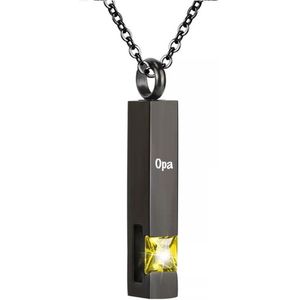 Luxe Ashanger | Met Ketting En Gravering | Opa | Assieraad | Zwart Met Groene Steen | As Ketting | Gedenksieraad | Urn | Incl. As vuller