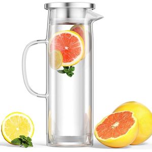 15 liter glazen waterkaraf met deksel - hittebestendige borosilicaatglazen kan - ideaal voor melk, sap, thee, koffie