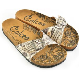 GOBY - News Paper - Slippers - Sandalen -Hoge kwaliteit - Handmade - Maat 40