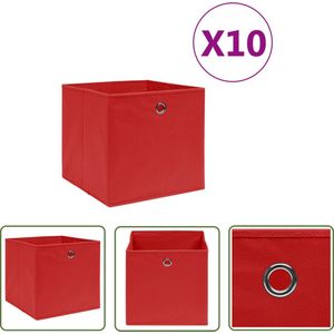 The Living Store Opbergbox - Nonwoven - 28 x 28 x 28 cm - Inklapbaar - Rood - Set van 1