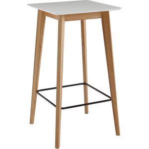 Rootz Table - Bartafel voor 4 personen - Modern Design - Houten Feesttafel - Scandinavische Eiken Hoge Tafel - Wit Vierkant - 60x110x60cm
