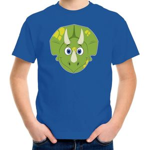Cartoon dino t-shirt blauw voor jongens en meisjes - Kinderkleding / dieren t-shirts kinderen 158/164