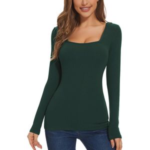 Dames Thermische Top - Lange Mouwen, Vierkante Hals, Fleece