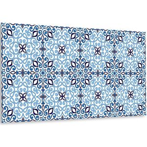 Tulup PVC Wandpaneel - Arabisch Patroon Vinyl Wandpaneel - 100 cm x 50 cm - Blauw Zelfklevend Wandpaneel - 1 stuk - Wandbekleding Vinyl - Mozaïek Wandpaneel - PVC Muurpaneel - Plaktegels Keuken en Badkamer