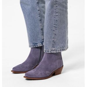 Manfield - Dames - Blauwe denim cowboy laarzen - Maat 36