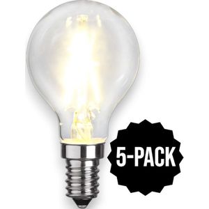 5-Pack | Kogellamp - E14 - 2W - Extra Warm Wit - 2700K - Filament - Helder