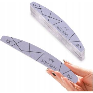 Mani King Nagelvijl Set - 10 stuks - 100/180 - Halve Maan