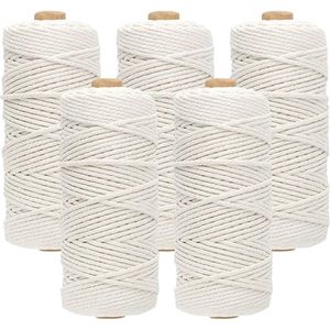 macramé garen set / Katoenen koord voor doe-het-zelfprojecten / Gemaakt van 100% natuurlijk katoen 5pcs 3mm x 100m