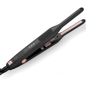 2-in-1 Mini Stijltang voor Kort Haar - Glad en Krullend - Instelbare Temperatuur 50 ℃ - 230 ℃ - Titanium - Kleine Reizen - Dubbele Spanning