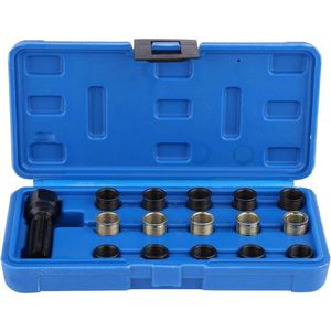 16-delige Bougiesleutel Reparatieset 14mm X 1.25 M16 Schroefdraad en Draad Tap Set met Draagbare Opbergdoos