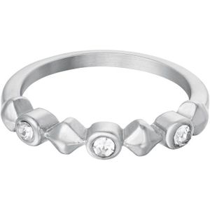 Stainless steel ring with zircon details - Yehwang - Ring - Maat 17 - Zilver