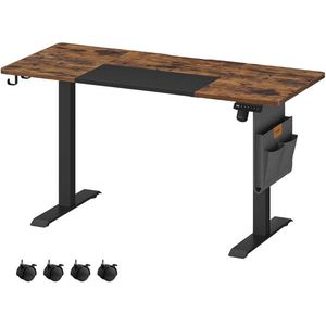 Bureau – Elektrisch bureau – In hoogte verstelbaar – Met wielen – 60x140cm – Bruin