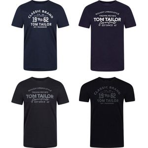 Tom Tailor Heren T-Shirt O-Neck 4 Pack regular fit Veelkleurig Volwassenen Ronde Hals