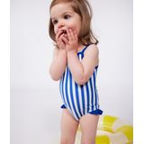 Petit Bateau - Eendelig Badpak - Blauw/Wit - Babymeisjes - 24 Maanden