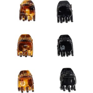Haarsoires Haarspeld Haarklemmen 1cm – Basic Glans – Zwart Bruin – Set van 6 - Haarclip Klem - Hair Claw - voor Opsteken Haar - Hair Clip - Decoratieve Haaraccessoire