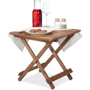 Houten Klaptafel - Draagbare bijzettafel voor woonkamer balkon & terras - Stabiel en stabiel - HBT 50x50x50 cm - Bruin Garden table