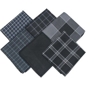 Stoffen zakdoeken voor heren, katoen, 6 stuks, klassieke ruitpatroon, veelzijdig inzetbaar, 43 x 43 cm
