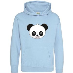 Pixeline Hoodie Panda Face Sky Blue 12-13 jaar - Pixeline - Trui - Stoer - Dier - Kinderkleding - Hoodie - Dierenprint - Animal - Kleding