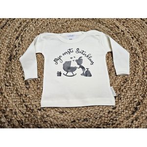 Shirt lange mouw - Mijn eerste sinterklaas met wieg - wit met zwarte opdruk - maat 62
