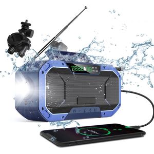 Noodradio - Emergency Radio - Draagbaar - Bluetooth - 5000mAh - Mutifunctioneel - Waterdicht - SOS Alarm - Met Zoeklicht - Blauw