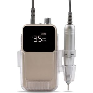 FIBILA Rechthoekige Oplaadbare Nagel Boor - Vijl - Nagelfrees - Draadloze Elektrische Manicure en Pedicure Machine - Snoerloos met Desktop Basis voor Nagelvijlen en Polijsten - 35000 RPM