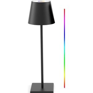 Oplaadbare Tafellamp - Dimbaar - Aluminium - Bureaulamp - Waterdicht - 38CM - Zwart - RGB