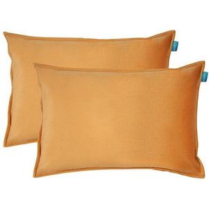 KUSSEN FLUWEEL OKERGEEL 40×60 CM SET VAN 2 STUKS