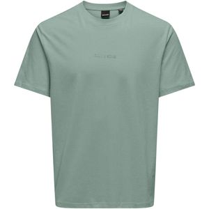 Only Sons T-shirt Onslevi Life Reg Text Ss Tee Noos 22028147 Iceberg Green Mannen