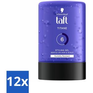 12 x Taft - Titane 6 - Styling Gel - Krachtige fixatie - 300 ml - Haar Gel - Sterke Fixatie - Titanium Hold - Vochtbestendig - Plakkerig