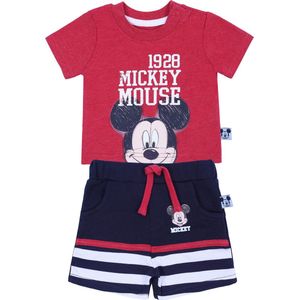 Rood T-shirt + korte broek Mickey Mouse