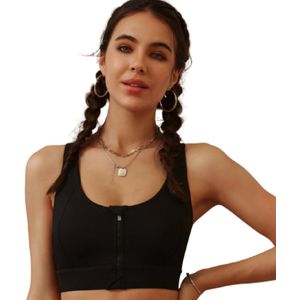 Zip up Sport bh with cross back - zwart - L