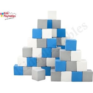 Zachte Soft Play Foam Blokken set 45 stuks wit-grijs-blauw | grote speelblokken | baby speelgoed | foamblokken | reuze bouwblokken | Soft play speelgoed | schuimblokken