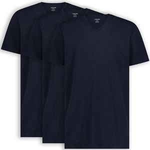 LebasQ - Davis' T-shirt voor heren - 3 pack - met V-hals - Extra lang - Geschikt als Ondershirt - Navy - Maat XXXL